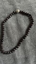 43 cm lange ketting geslep zwarte stenen met magneetsluiting, Ophalen of Verzenden, Zo goed als nieuw, Zwart, Steen of Mineraal