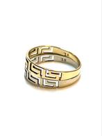 14k geel en witgouden meander ring, Sieraden, Tassen en Uiterlijk, -, -, Ophalen of Verzenden, Zo goed als nieuw