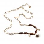 Paperclip Ketting+ Tijgeroog Dames Stalen Goudkleur Schakel, Overige materialen, Verstelbaar, Birgitta-Gracht 33, 6465 EL Kerkrade, Nederland