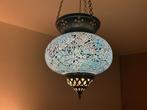 Prachtige turkoise mozaiek hanglamp, Huis en Inrichting, Lampen | Hanglampen, Ophalen of Verzenden, Gebruikt, Glas, 50 tot 75 cm