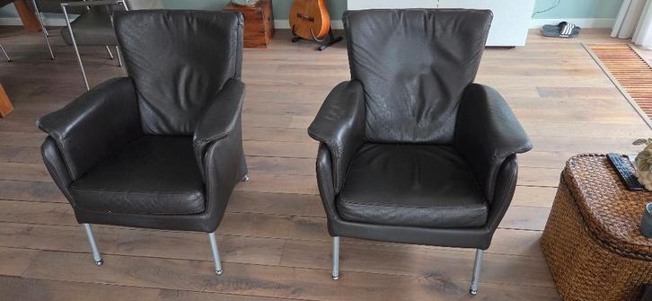 fauteuil, Huis en Inrichting, Fauteuils, Gebruikt, Leer, Metaal, 75 tot 100 cm, Minder dan 75 cm, Ophalen