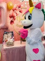 Unicorn mascotte met acteur voor de leukste feestjes!, Hobby en Vrije tijd, Feestartikelen | Verhuur, Ophalen, Zo goed als nieuw
