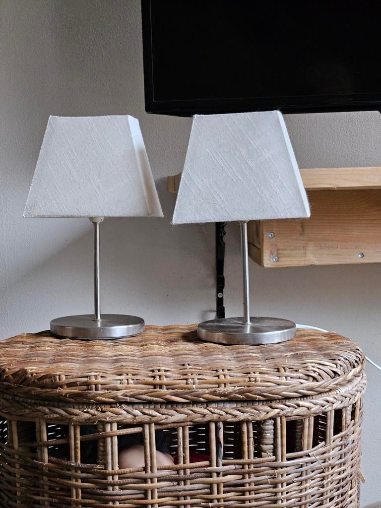 Twee tafel lampjes chroom, Ophalen of Verzenden, Rond, Minder dan 25 cm