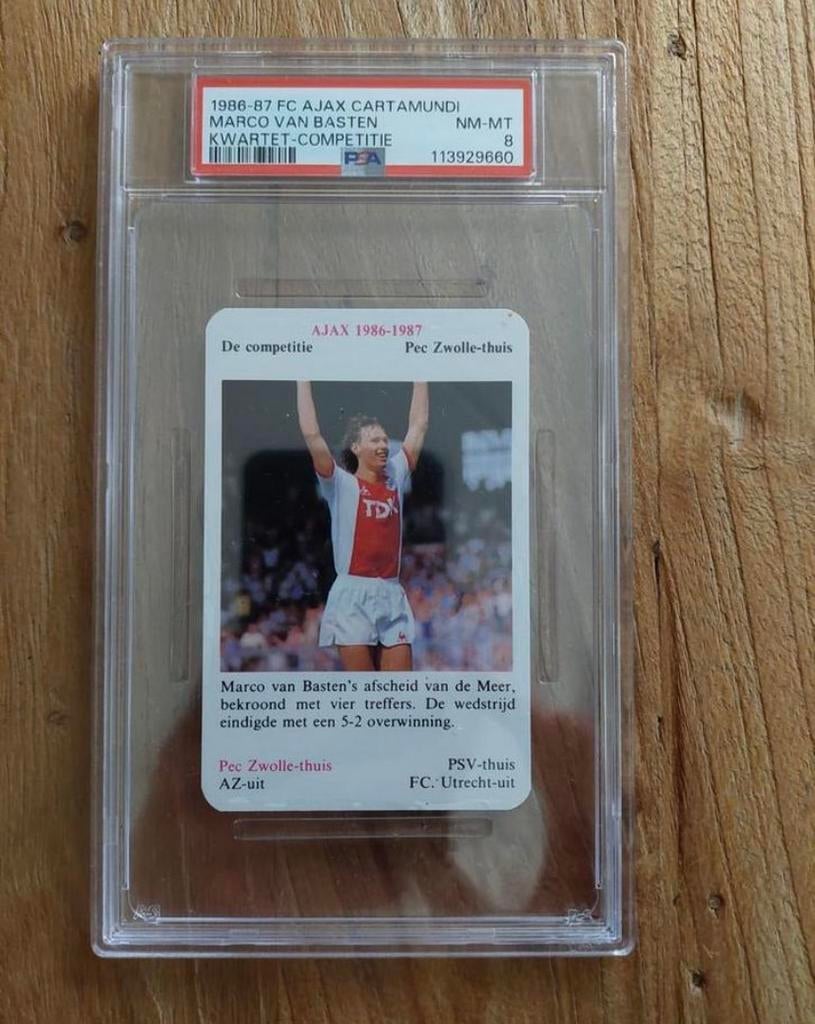 1986 PSA 8 Marco van Basten Cartamundi Afscheid de Meer, Ophalen of Verzenden, Zo goed als nieuw, Plaatje