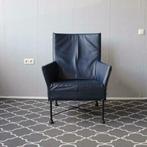 4 Montis Charly fauteuils blauw leder - zwart frame, Huis en Inrichting, Stoelen, Ophalen of Verzenden, Zo goed als nieuw, Blauw