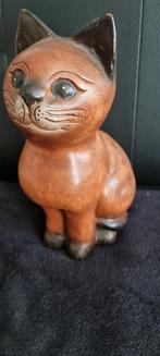 Ambachten houten Kat uit Thailand Hout dier, Antiek en Kunst, Kunst | Beelden en Houtsnijwerken, Verzenden