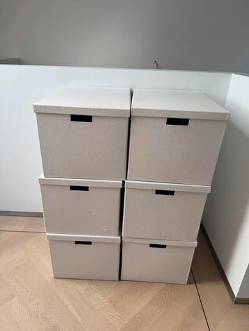 6 witte Ikea Tjeba doos met deksel van karton / opbergdoos beschikbaar voor biedingen