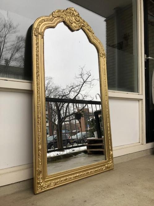 Gouden barok spiegel met kuif (onbeschadigd), Huis en Inrichting, Woonaccessoires | Spiegels, Zo goed als nieuw, 75 tot 100 cm