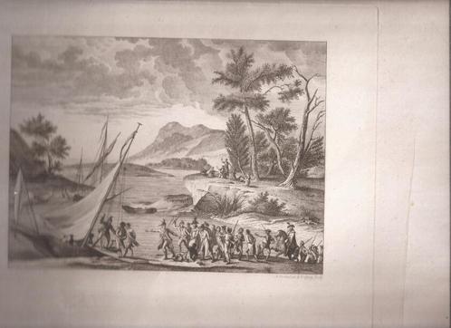 D. Bertaux Het inschepen van slaven gravure Vrijdag/vinkeles, Antiek en Kunst, Kunst | Etsen en Gravures, Ophalen of Verzenden
