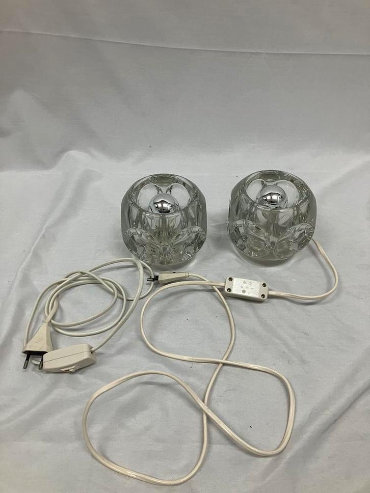 Set van 2 Vintage Ice Cube" tafellampen van Peill & Putzler., Huis en Inrichting, Lampen | Tafellampen, Gebruikt, Minder dan 50 cm