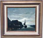 Toon Koster (1913-1990) - Rivierlandschap in de schemer, Ophalen of Verzenden