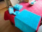 handdoeken set licht blauw met douchemat, Huis en Inrichting, Ophalen of Verzenden, Gebruikt, Blauw, Handdoek
