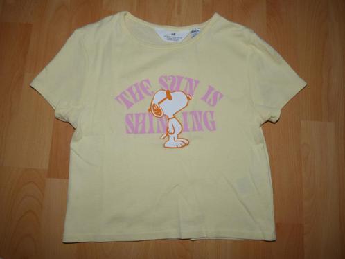 Lichtgeel cropped Snoopy t-shirt van H&M, maat 158/164 ZGAN!, Kinderen en Baby's, Kinderkleding | Maat 158, Zo goed als nieuw