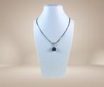 Modernistische 835 zilveren ketting vaste ONYX hanger!, Verzenden, Ssiesvintagesieraden@gmail.com, Zo goed als nieuw, Ssies