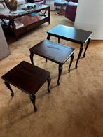 Set van 3 chique houten bijzettafels / salontafels, Ophalen, Zo goed als nieuw, Hout, Minder dan 55 cm