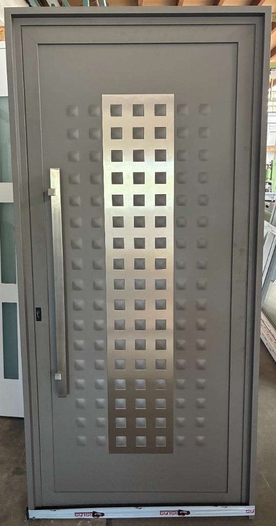 Aluminium voordeur 105 x 220 cm Links kleur RAL 9007 Grijs, Doe-het-zelf en Verbouw, Deuren en Horren, Nieuw, Buitendeur, 215 cm of meer