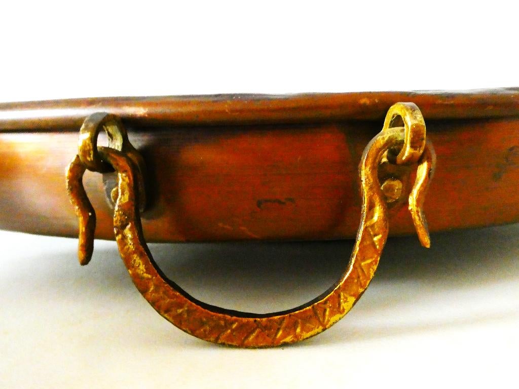 Roodkoperen vispan vis pan 2 vissen floraal gedecoreerd, Antiek en Kunst, Ophalen of Verzenden, Koper