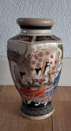 Antieke Japanse Vaas met Geisha en Draken, Ophalen of Verzenden