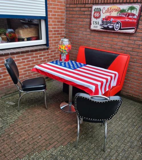 FIFTIES SIXTIES AMERIKAANSE BEL AIR DINER BANK TAFEL STOELEN, Huis en Inrichting, Stoelen, Zo goed als nieuw, Twee, Metaal, Overige materialen