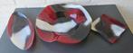 3 rood/witte glazen schalen, set., Ophalen, Schaal, Overige vormen, Glas