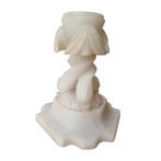 Antieke albast waxinelichthouder op voet, Ophalen of Verzenden