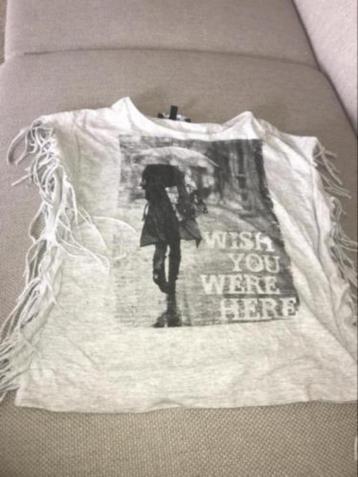 D-zine jeans 116 122 shirt tshirt grijs grijze sliertjes beschikbaar voor biedingen