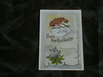 Leuke vintage Nieuwjaarskaart * Happy New Year Greetings beschikbaar voor biedingen