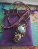 Unieke handgemaakte hanger met pyriet en larimar, nieuw!, Ophalen of Verzenden, Nieuw, Steen of Mineraal, Met edelsteen