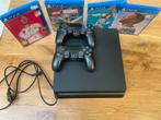 PS4 Slim + 2 Controllers + 4 Games (FIFA), Met 2 controllers, Ophalen of Verzenden, Slim, Gebruikt