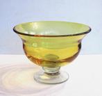 Vintage amberkleurige glazen vaas – compoteschaal op voet., Ophalen of Verzenden