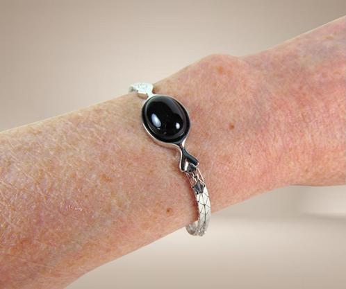 Prachtige 925 zilver THEODOR KLOTZ modernist onyx armband!, Sieraden, Tassen en Uiterlijk, Armbanden, Zo goed als nieuw, Zilver