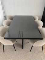 Zwarte mangohout visgraat eettafel 180, Ophalen, Glas, 50 tot 100 cm, Zo goed als nieuw