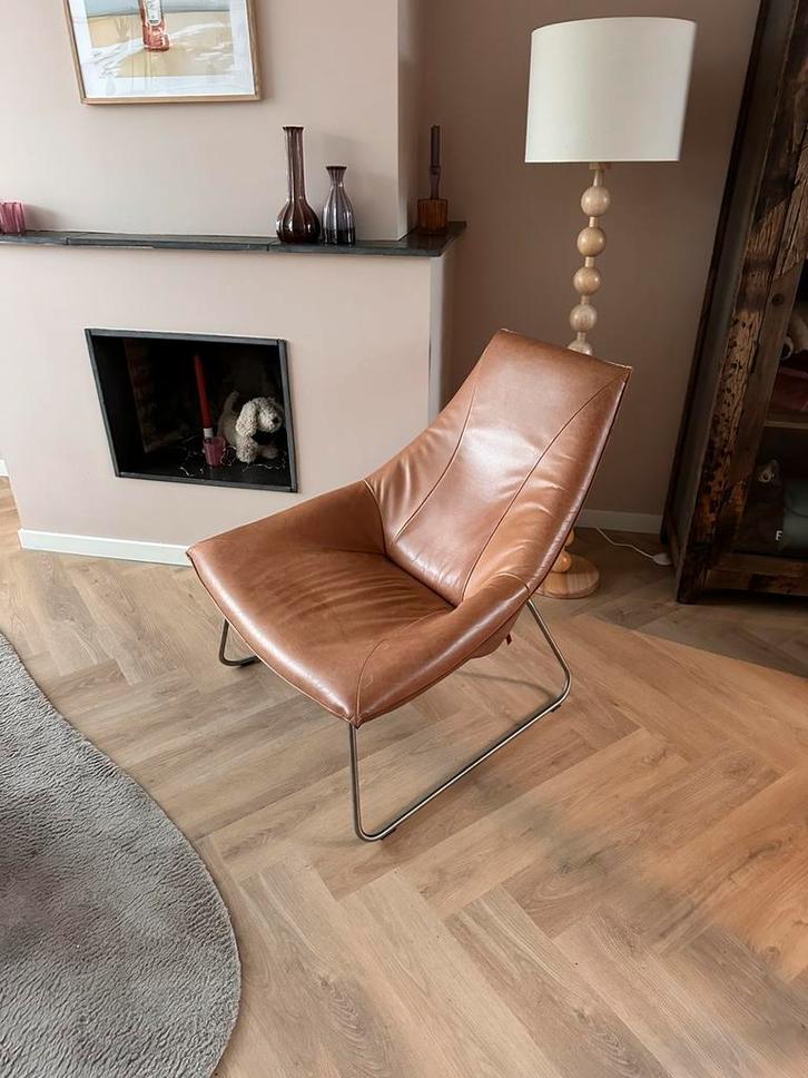 Fauteuil Jess Design van leer in Bruin/Cognac, Huis en Inrichting, Fauteuils, Gebruikt, Leer, 75 tot 100 cm, 75 tot 100 cm, Ophalen