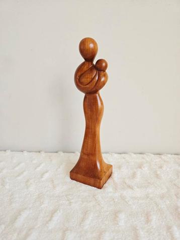 Vintage Houten Sculptuur Moeder & Kind beschikbaar voor biedingen