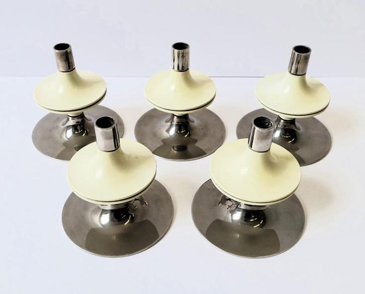 Set vintage BMF Nagel kandelaars Variante S 88 Tulip 70’s, Huis en Inrichting, Woonaccessoires | Kandelaars en Kaarsen, Gebruikt