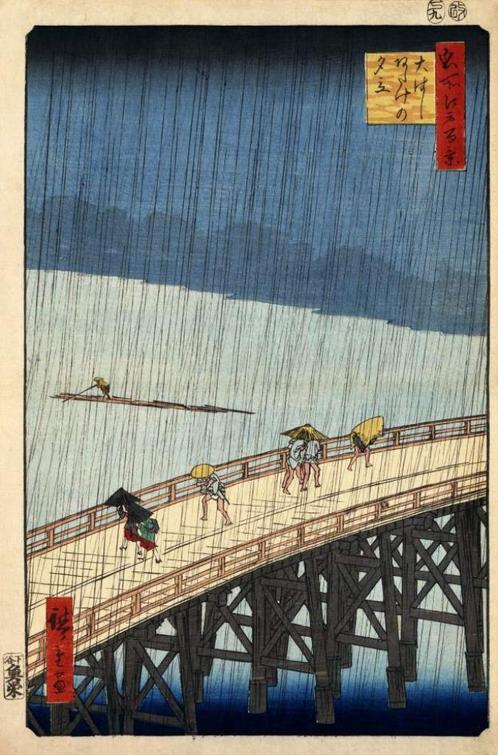 Plotselinge regenbui - Hiroshioge - 1857, Antiek en Kunst, Kunst | Niet-Westerse kunst, Verzenden