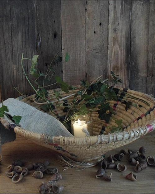 12252 M Unieke oude rijstmand in naturel formaat L, Antiek en Kunst, Antiek | Woonaccessoires, Ophalen of Verzenden