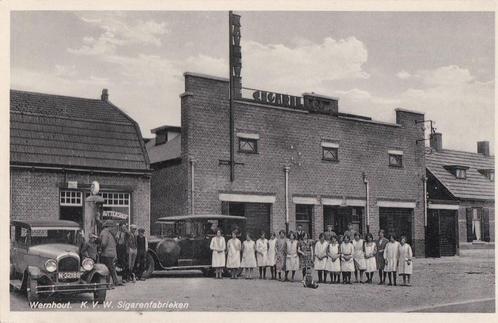 wernhout met oude auto en personeel sigaren fabrieken, Verzamelen, Ansichtkaarten | Nederland, 1960 tot 1980, Ophalen of Verzenden