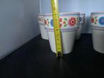 6 Melkbekers Yvon Jaspers Kakelbont Vrolijke Bloemetjes, Overige materialen, Ophalen of Verzenden, Zo goed als nieuw, Overige stijlen
