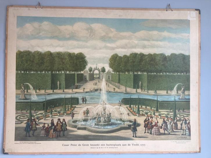 Schoolplaat "Czaar Peter de Grote bezoekt de Vecht", Antiek en Kunst, Antiek | Schoolplaten, Geschiedenis, Ophalen