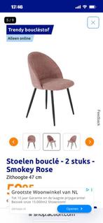 2 roze eetsoelen boucle stof nieuw, Ophalen, Twee, Overige kleuren, Zo goed als nieuw