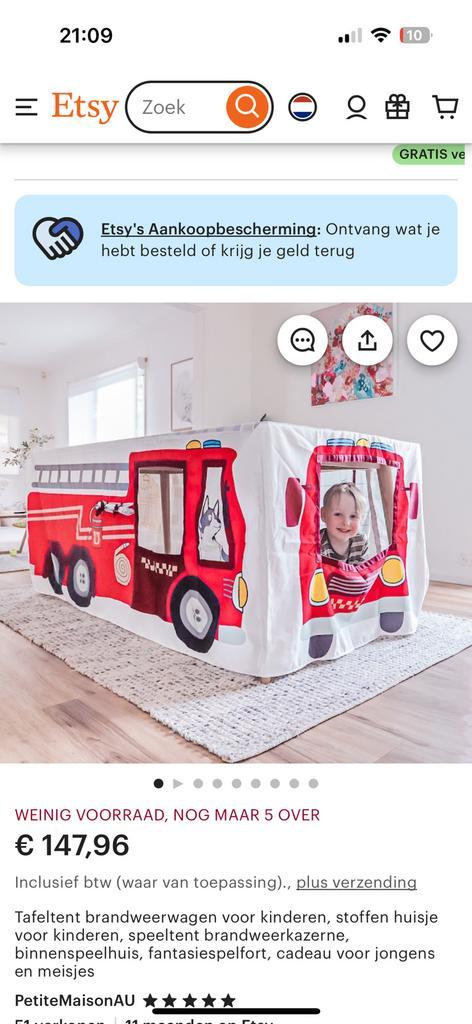 Tafel  brandweer speel tent, Kinderen en Baby's, Speelgoed | Speeltenten, Zo goed als nieuw, Ophalen of Verzenden