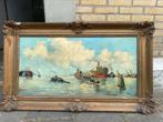 Antieke havengezicht Rotterdam schilderij, Ophalen of Verzenden