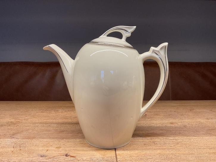 Vintage Bavaria koffiepot – Mitterteich porselein Crème+goud, Antiek en Kunst, Antiek | Servies compleet, Ophalen of Verzenden