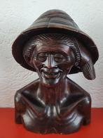 Bali houtsnijwerken buste oudere man, Antiek en Kunst, Ophalen of Verzenden