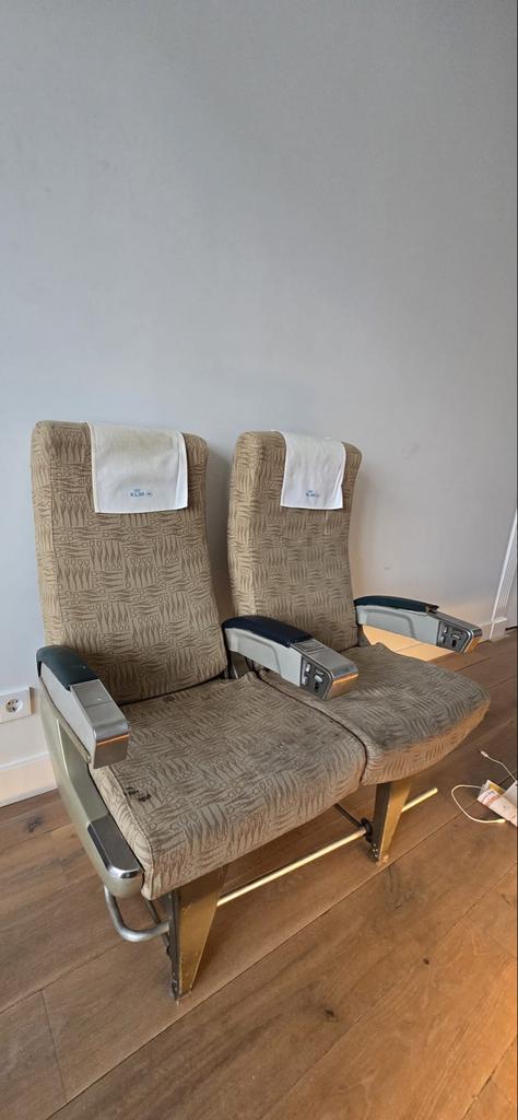 Oroginele KLM Boeing 737-200 Business Class Stoelen, Huis en Inrichting, Stoelen, Gebruikt, Twee, Stof, Overige kleuren, Ophalen