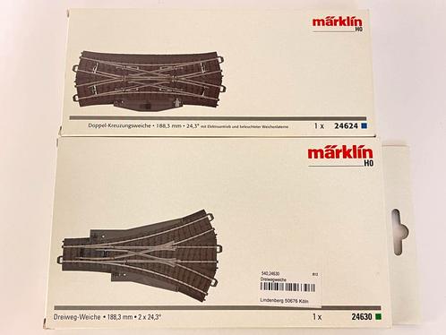 ** NIEUW IN DOOS ** Märklin 24624-24630 ** 2x 3 en 4 weg **, Hobby en Vrije tijd, Modeltreinen | H0, Nieuw, Rails, Wisselstroom