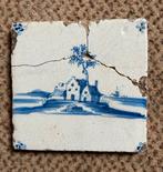 Antieke Delfts blauwe tegel, landschap, Antiek en Kunst, Antiek | Wandborden en Tegels, Ophalen of Verzenden