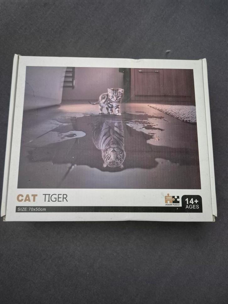 Mooie kat/tijger puzzel 1000 stukjes compleet, Hobby en Vrije tijd, Denksport en Puzzels, Zo goed als nieuw, 500 t/m 1500 stukjes