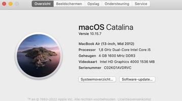 Macbook Air mid 2012, 128gb SSD 13”